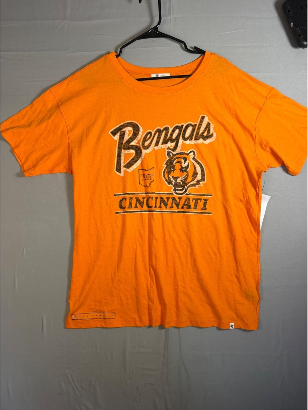 47 Brand Cincinnati Bengals T-Shirt Size Large Orange NFL Graphic